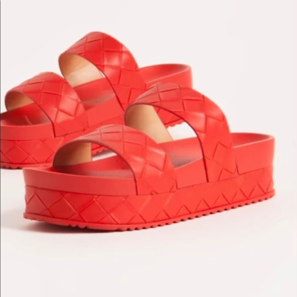 Red wedge sandals